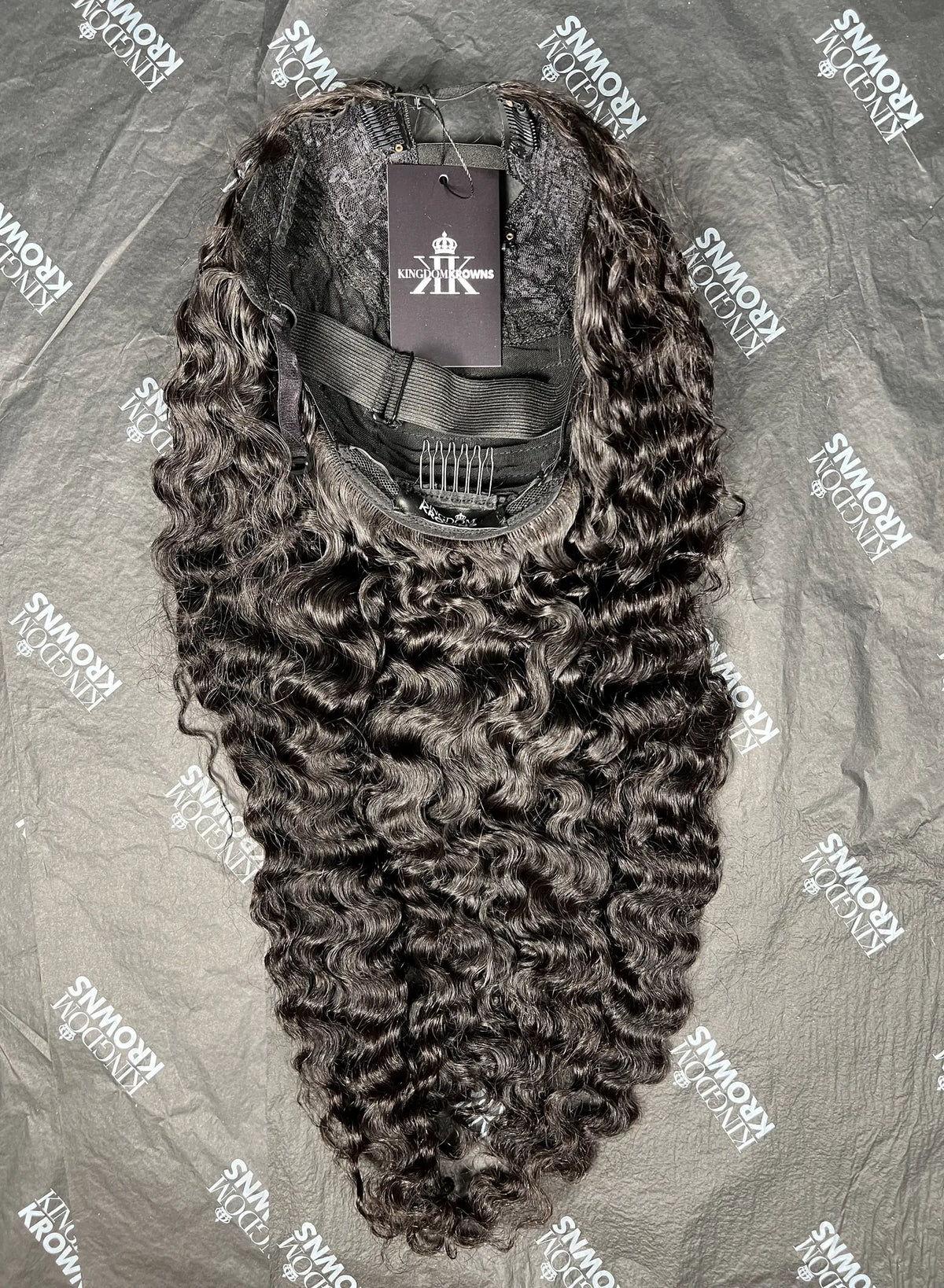 Natural black virgin hair half wig for a leave-out hairstyle