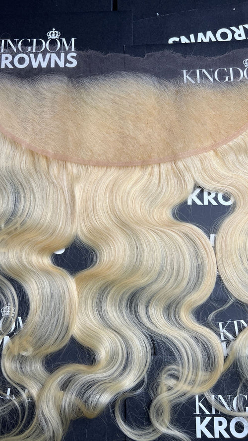 blonde waved human hair frontals
