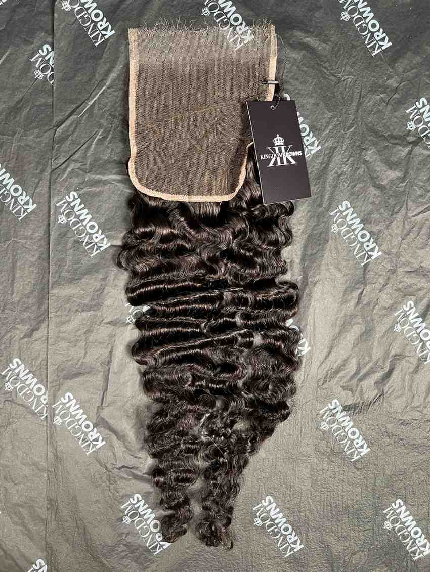 Additional view of a natural black human hair lace closure or frontal by Kingdom Krowns